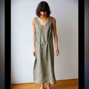 NWT Deiji Linen Slip Dress, Check, M/L